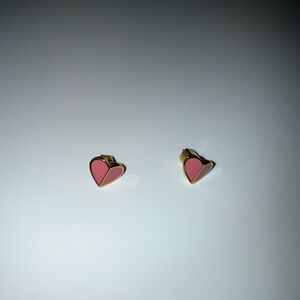 Kate Spade Heart-Shaped Pink and Gold Earrings